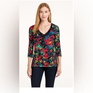 Cable & Gauge Multicolor Beaded Neck Top – Size S